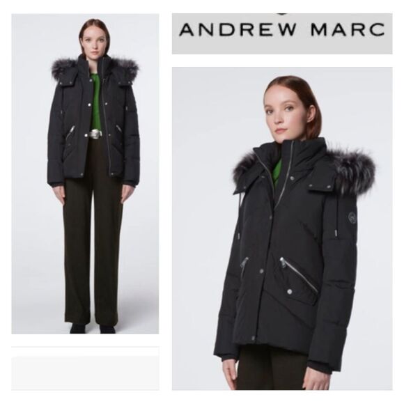 Andrew Marc Daphne Puffer Dawn Removable Hood Faux Fur Trim Jacket Coat Parka XS - Picture 3 of 15